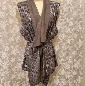 Peck & Peck Animal Print Tie Front Vest